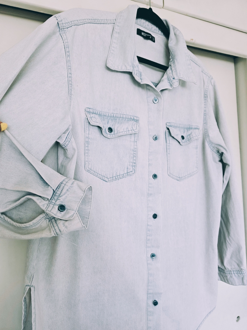 Light Wash Denim Button-Up Shirt - Picture 3 of 6
